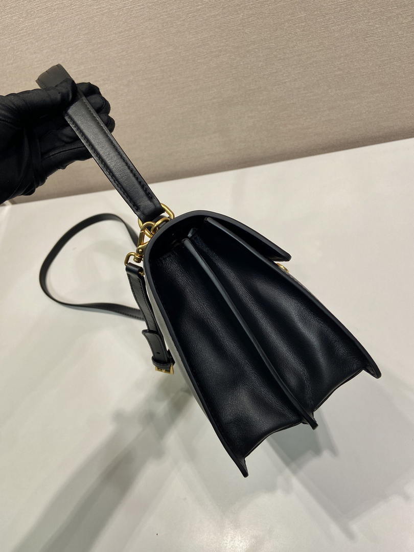 Prada Soft Sound medium leather shoulder bag 1BN023 Black