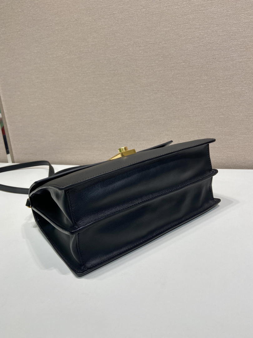 Prada Soft Sound medium leather shoulder bag 1BN023 Black