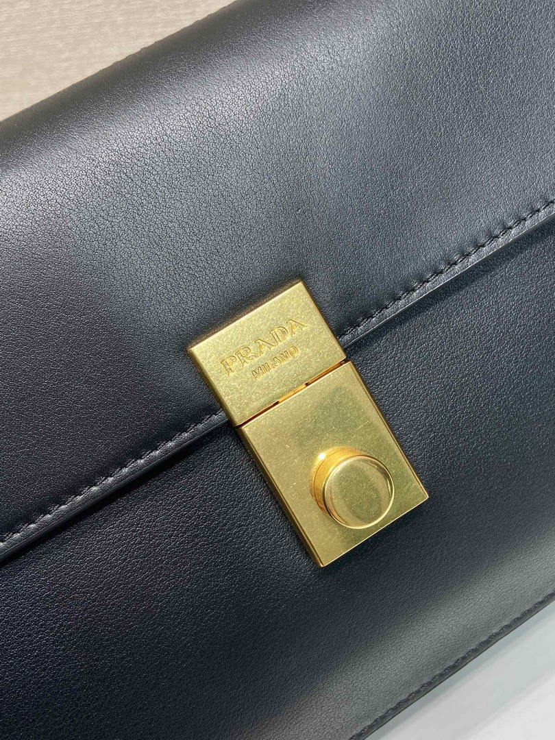 Prada Soft Sound medium leather shoulder bag 1BN023 Black