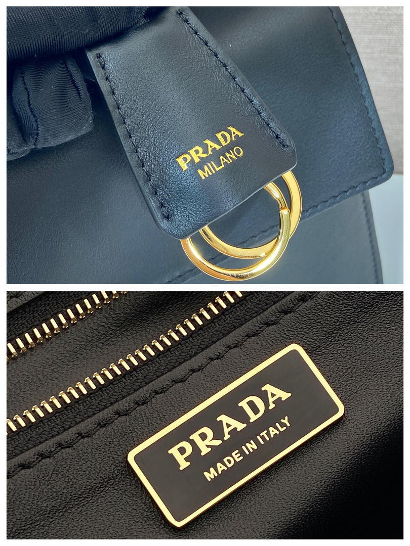 Prada Soft Sound medium leather shoulder bag 1BN023 Black