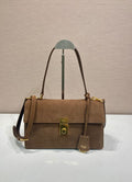 Prada Soft Sound medium Suede shoulder bag 1BN023 Brown