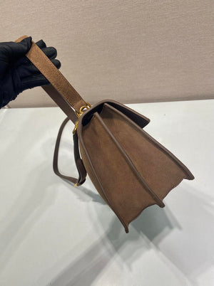Prada Soft Sound medium Suede shoulder bag 1BN023 Brown - Default Title - View 5