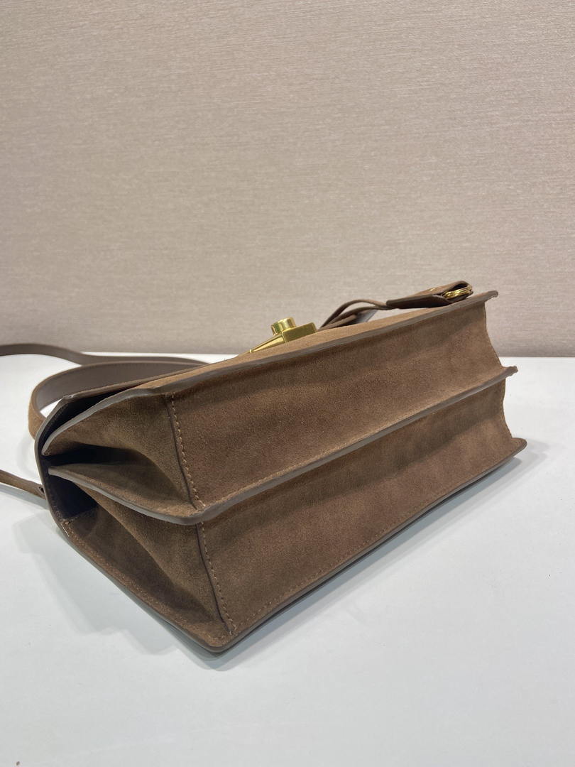 Prada Soft Sound medium Suede shoulder bag 1BN023 Brown
