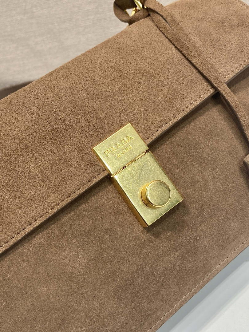 Prada Soft Sound medium Suede shoulder bag 1BN023 Brown