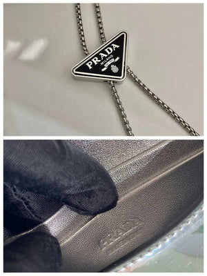 Prada studded card holder with shoulder strap 1MR024 Silver - Default Title - View 9