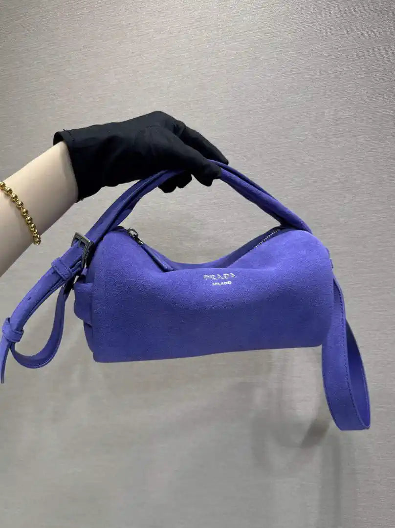 Prada Suede leather shoulder bag 2VH188 Blue