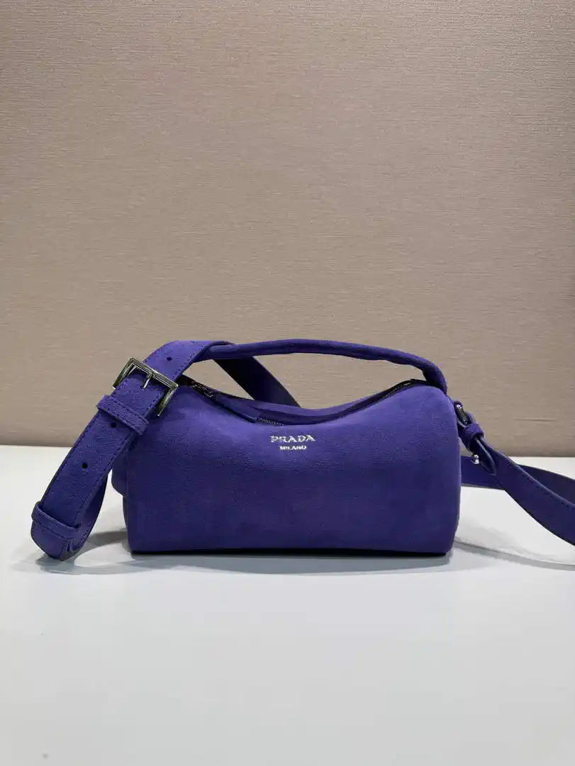 Prada Suede leather shoulder bag 2VH188 Blue