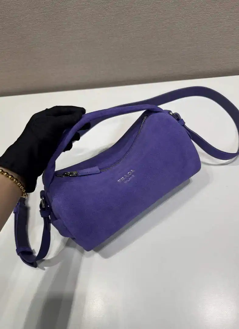 Prada Suede leather shoulder bag 2VH188 Blue