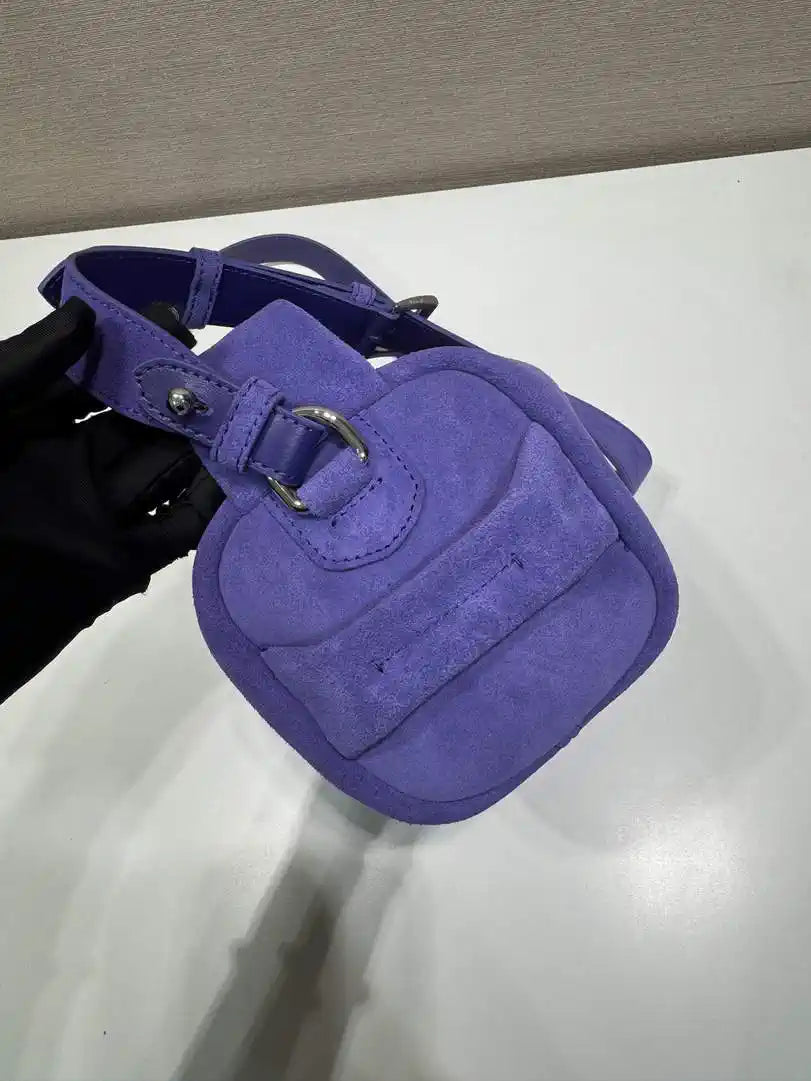 Prada Suede leather shoulder bag 2VH188 Blue