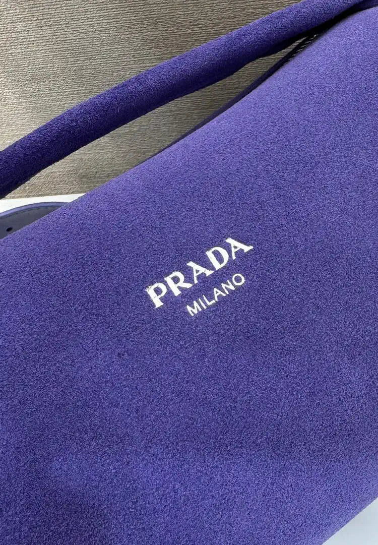 Prada Suede leather shoulder bag 2VH188 Blue