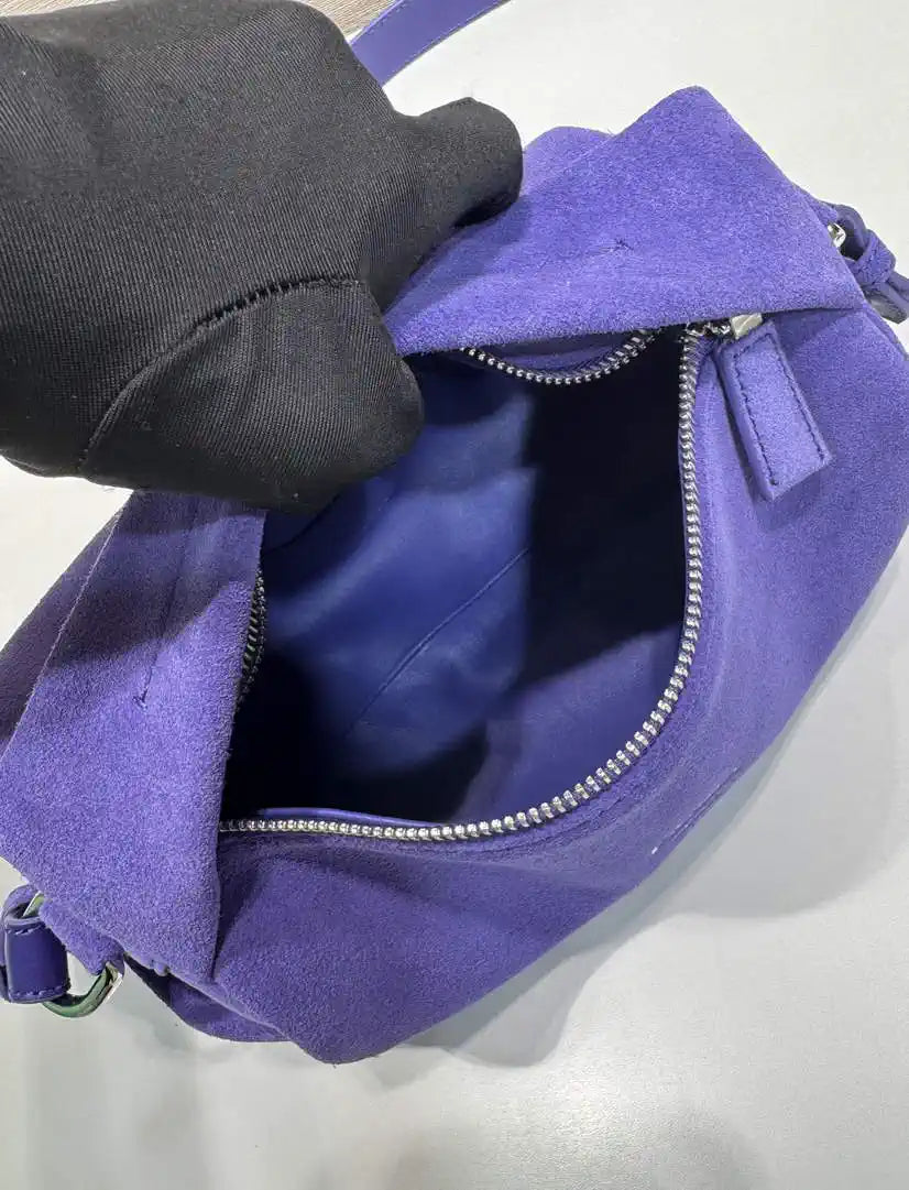 Prada Suede leather shoulder bag 2VH188 Blue
