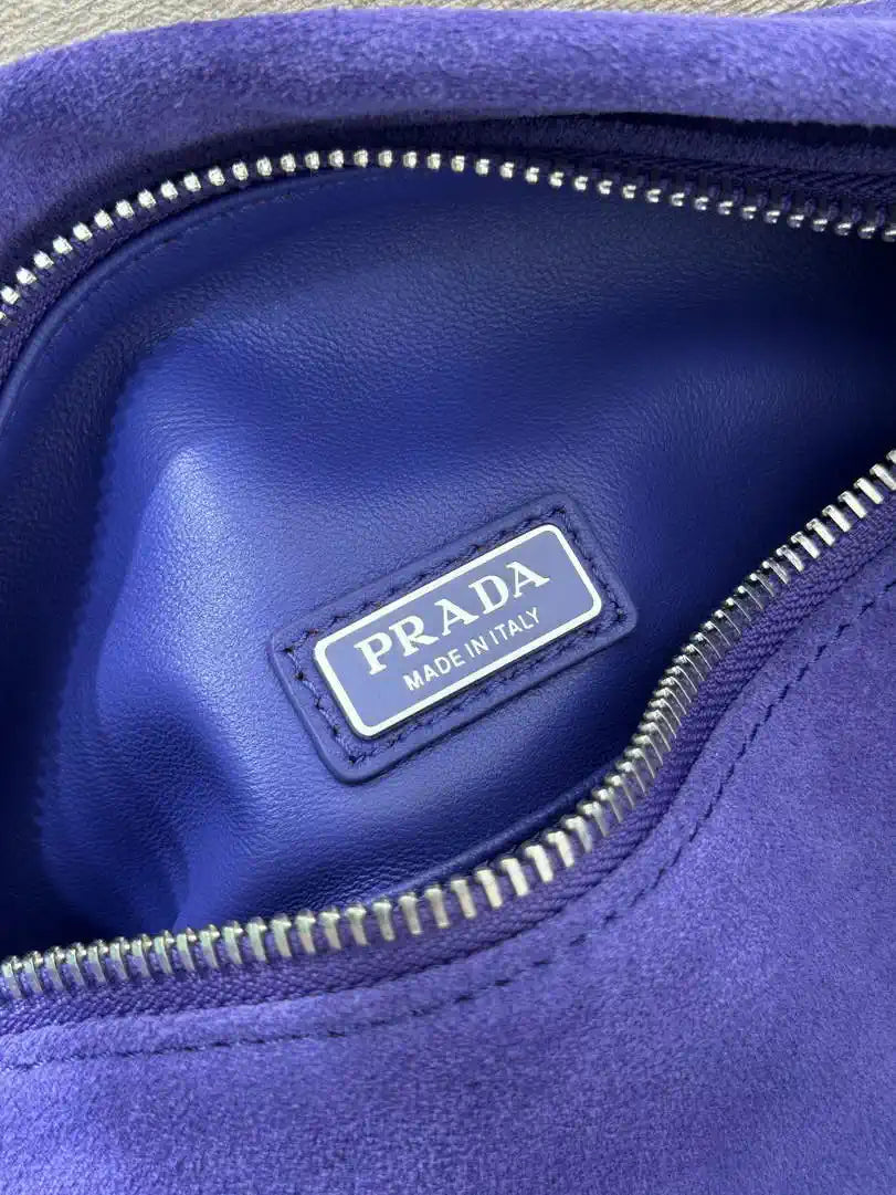 Prada Suede leather shoulder bag 2VH188 Blue