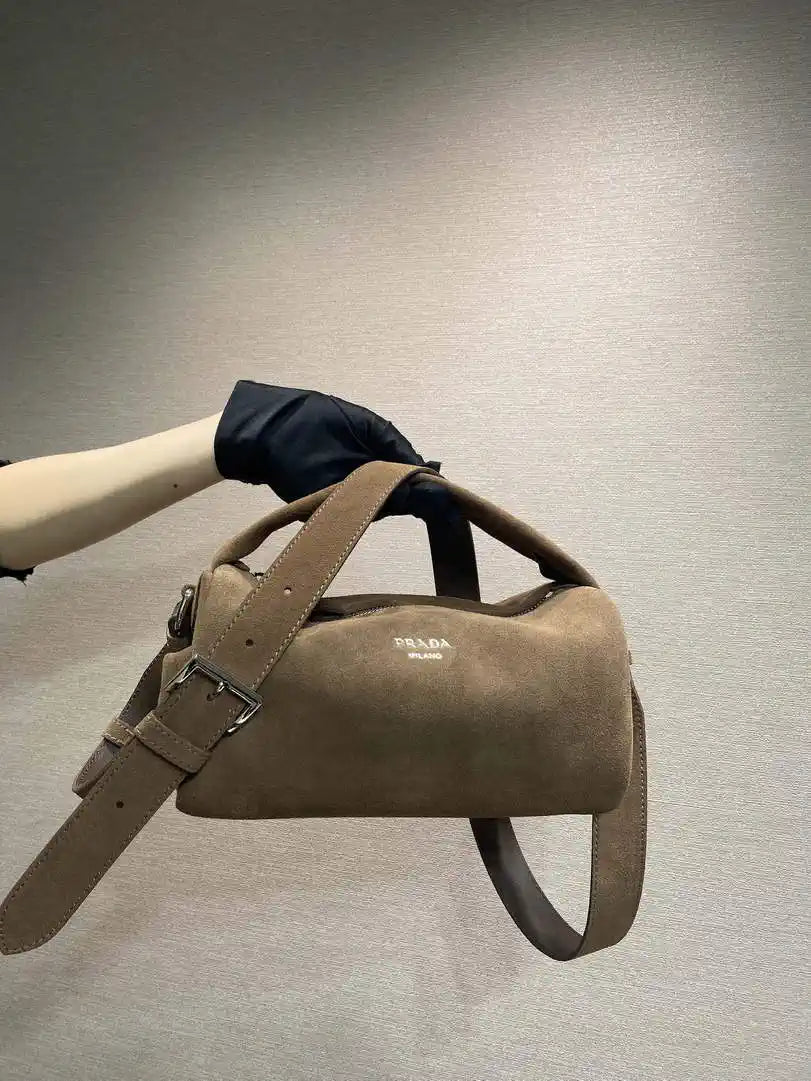 Prada Suede leather shoulder bag 2VH188 Cinnamon