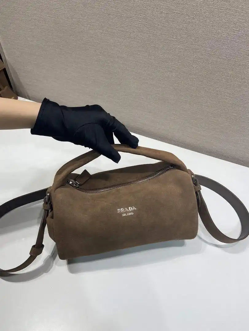 Prada Suede leather shoulder bag 2VH188 Cinnamon