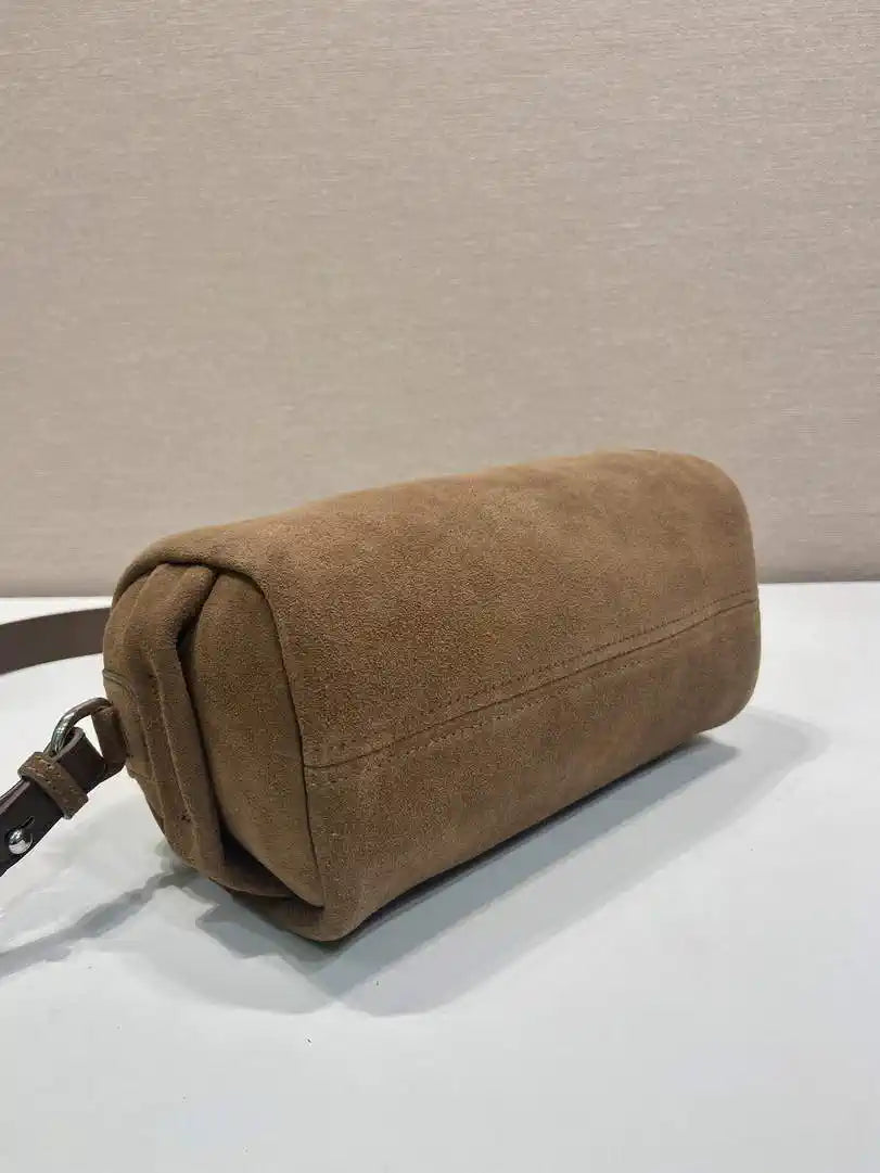 Prada Suede leather shoulder bag 2VH188 Cinnamon