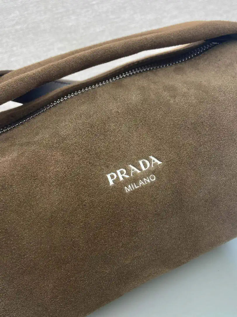 Prada Suede leather shoulder bag 2VH188 Cinnamon