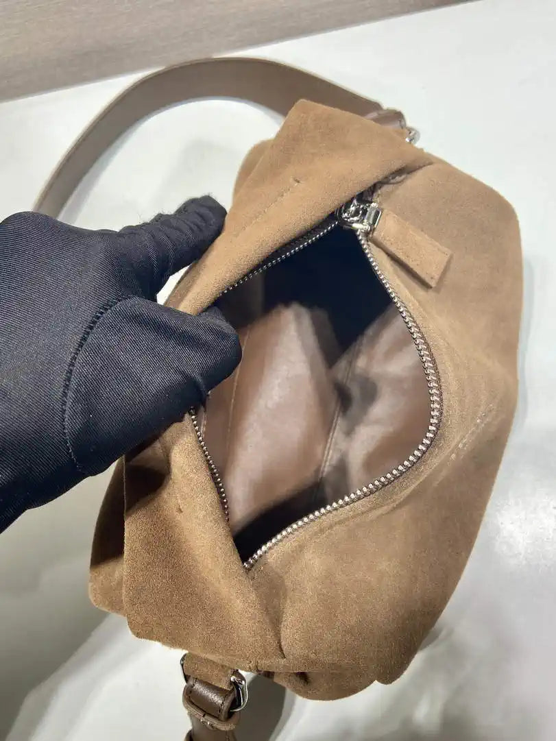 Prada Suede leather shoulder bag 2VH188 Cinnamon