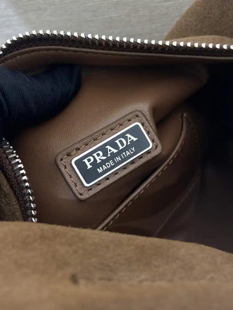 Prada Suede leather shoulder bag 2VH188 Cinnamon
