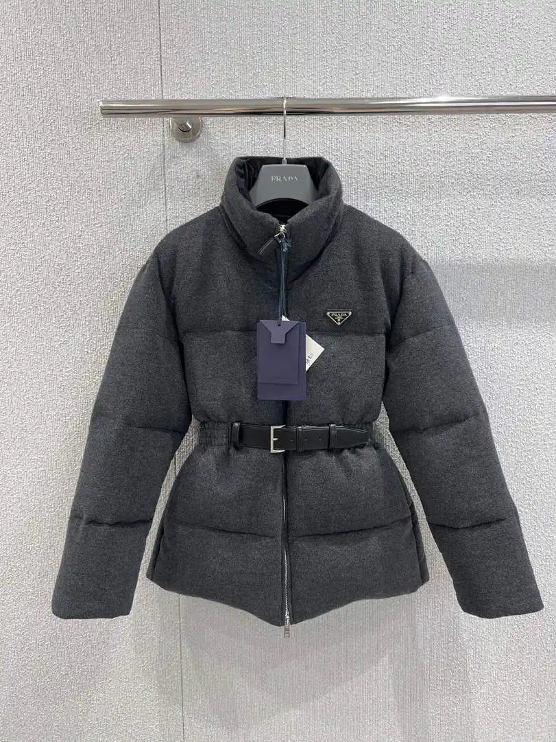 Prada Women  Belt waist woolen down Jacket P99480