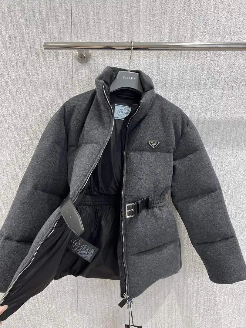 Prada Women  Belt waist woolen down Jacket P99480