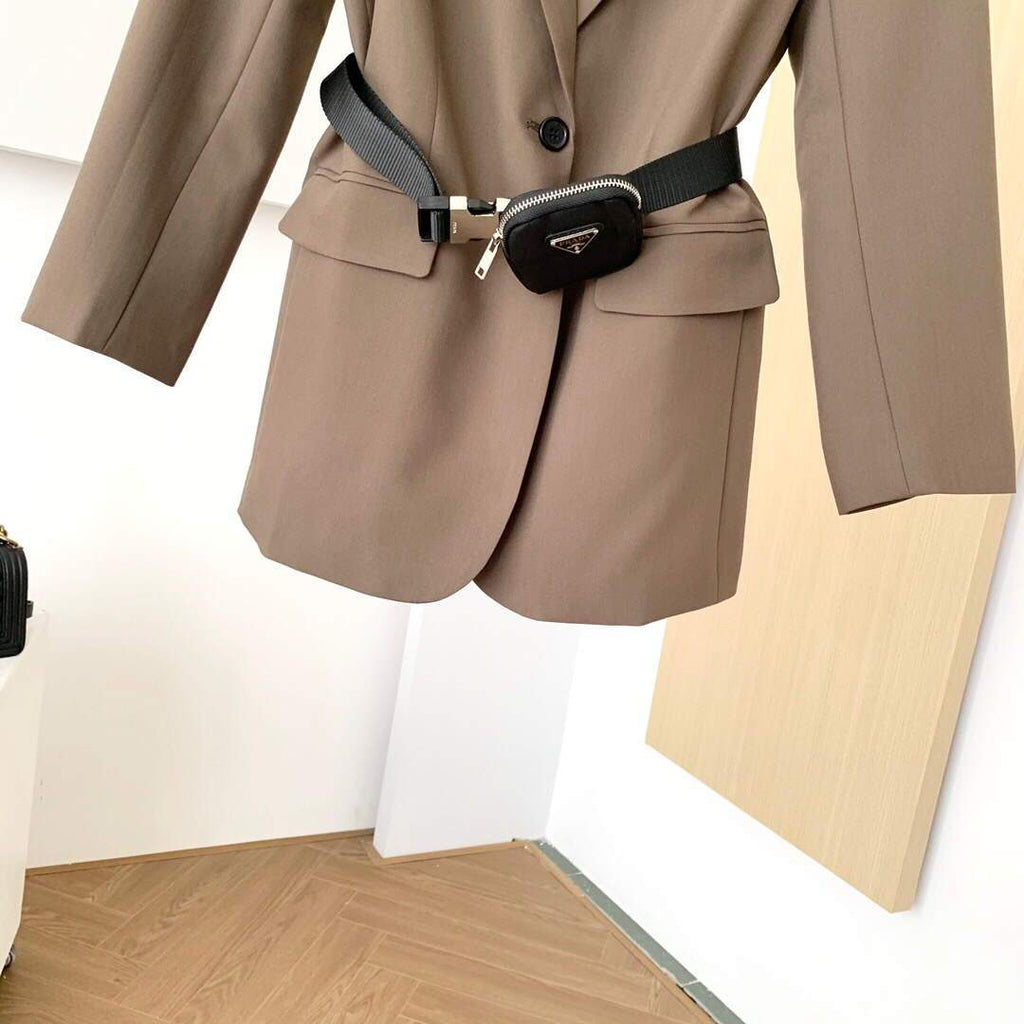 Prada Women's Clothing Single-Breasted Jacket Brown 88008