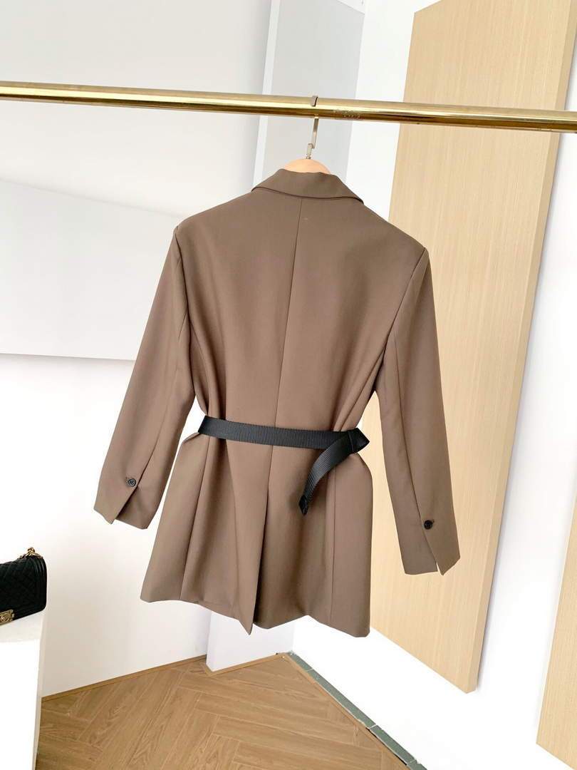 Prada Women's Clothing Single-Breasted Jacket Brown 88008