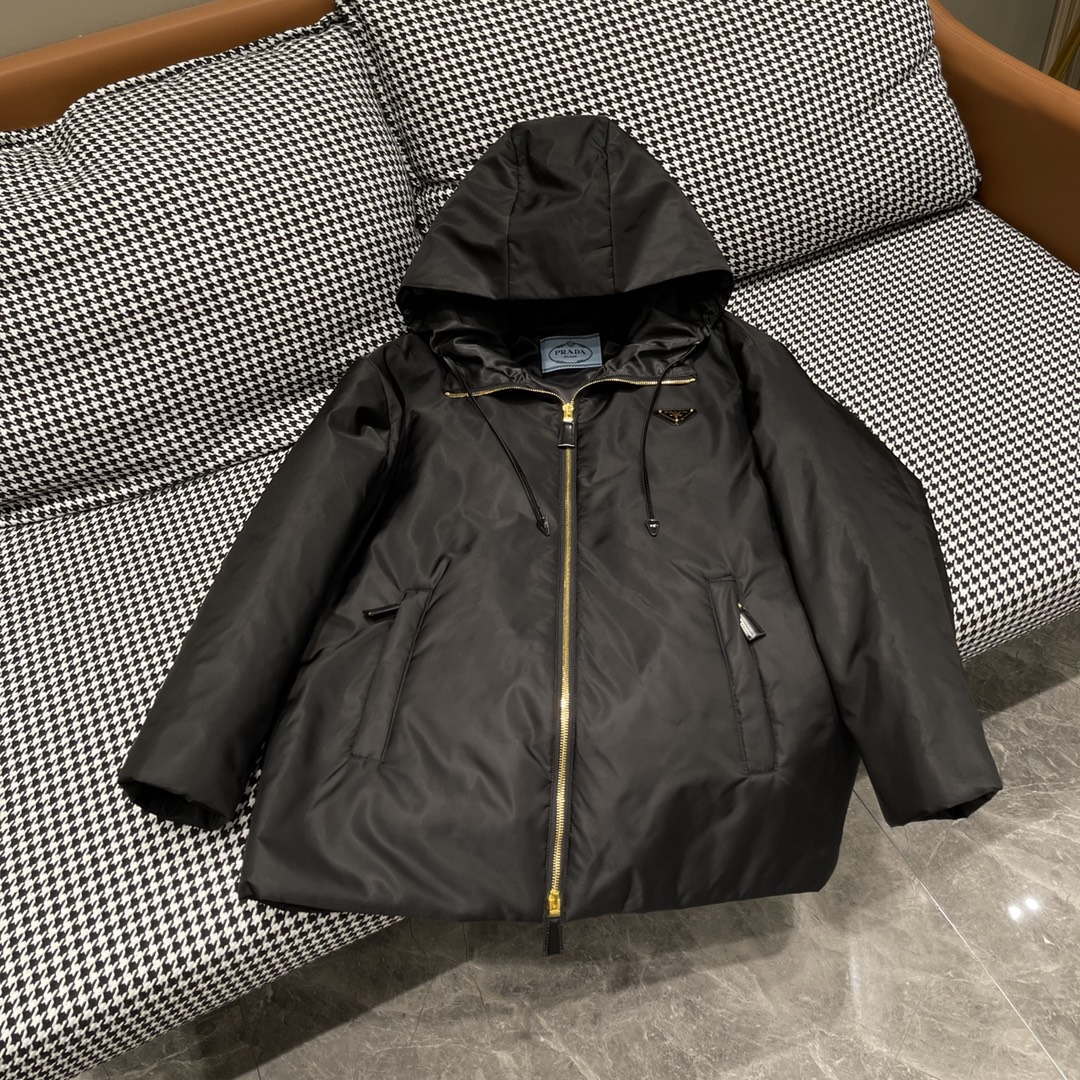 Prada Women's Fashion Gold Zipper Padded Hooded Jacket P99478 - S - View 3