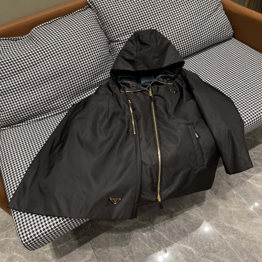 Prada Women's Fashion Gold Zipper Padded Hooded Jacket P99478 - S - View 9