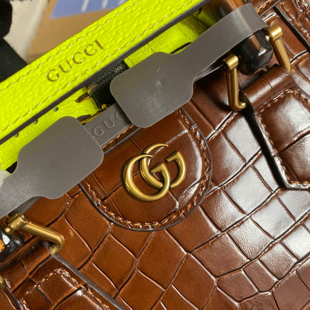 Gucci Diana Mini Tote Bag Crocodile LeatherTop Handle Bag Gucci a€?55661 Brown