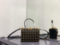 Valentino 7300 Rockstud Alcove Grainy Calfskin BOX Bag XW2B0J73 Black
