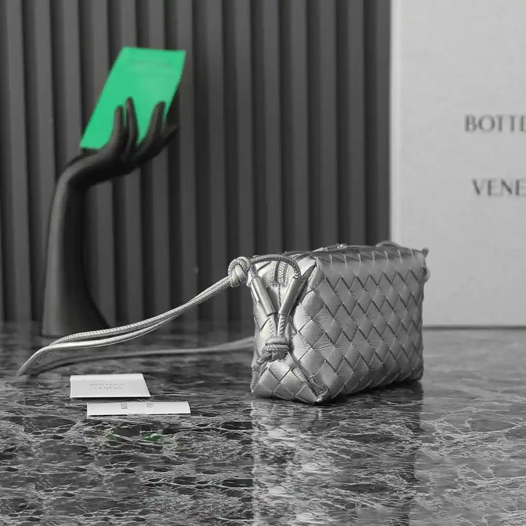 Bottega Veneta BV 680254 Mini Loop Camera Bag Silver