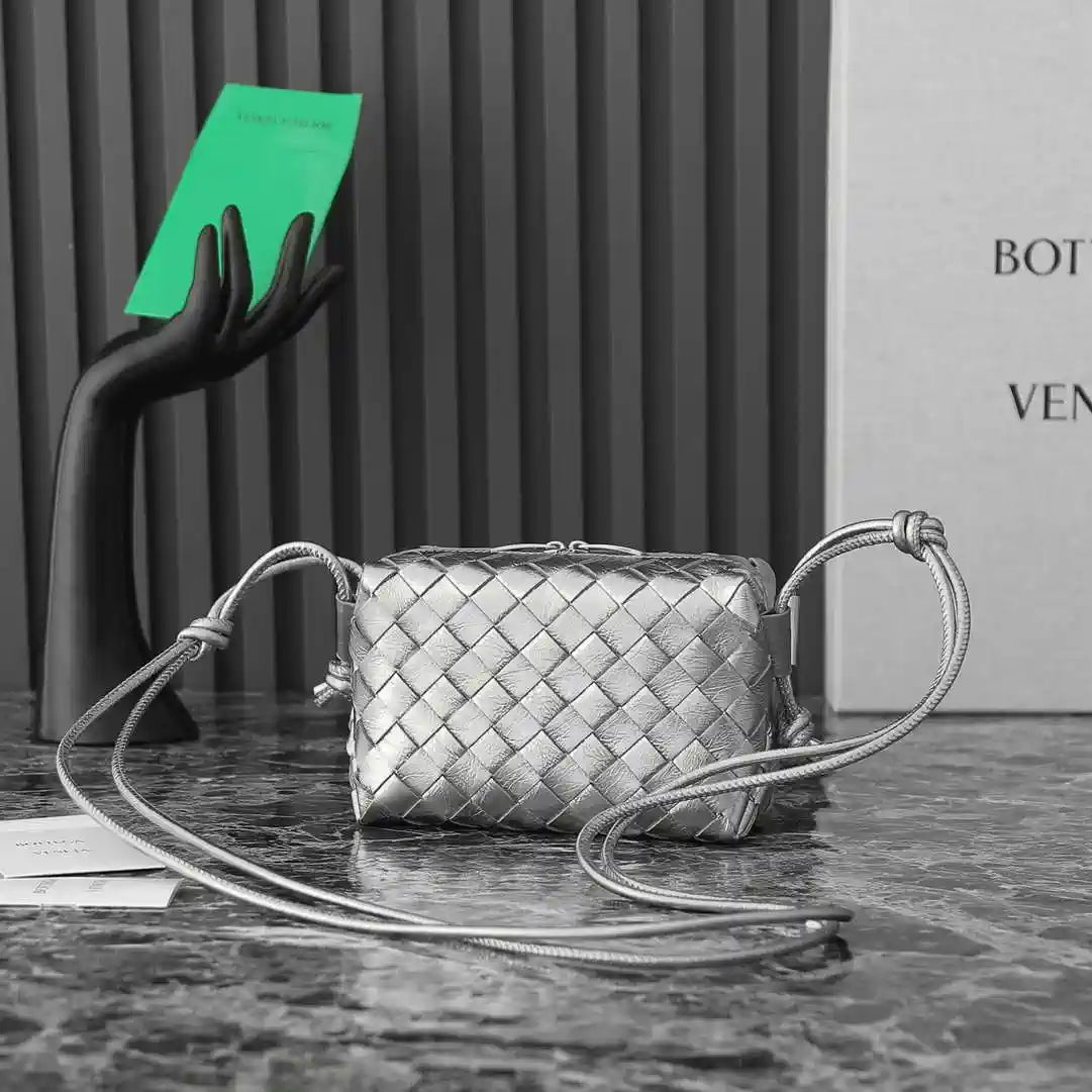Bottega Veneta BV 680254 Mini Loop Camera Bag Silver