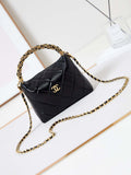 Chanel AS4189 Hobo braided With top handle Shiny Lambskin & Gold-Tone Metal Black
