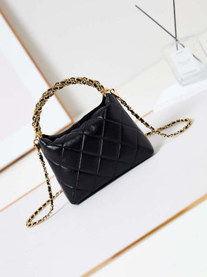 Chanel AS4189 Hobo braided With top handle Shiny Lambskin & Gold-Tone Metal Black - Default Title - View 5