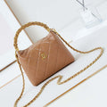 Chanel AS4189 Hobo braided With top handle Shiny Lambskin & Gold-Tone Metal Brown - Default Title - View 1