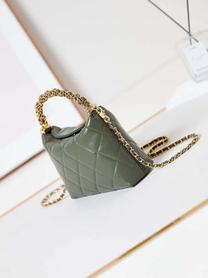 Chanel AS4189 Hobo braided With top handle Shiny Lambskin & Gold-Tone Metal Green - Default Title - View 4