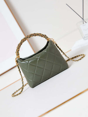 Chanel AS4189 Hobo braided With top handle Shiny Lambskin & Gold-Tone Metal Green - Default Title - View 5