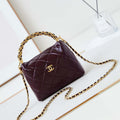Chanel AS4189 Hobo braided With top handle Shiny Lambskin & Gold-Tone Metal Wine Red - Default Title - View 1