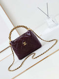 Chanel AS4189 Hobo braided With top handle Shiny Lambskin & Gold-Tone Metal Wine Red