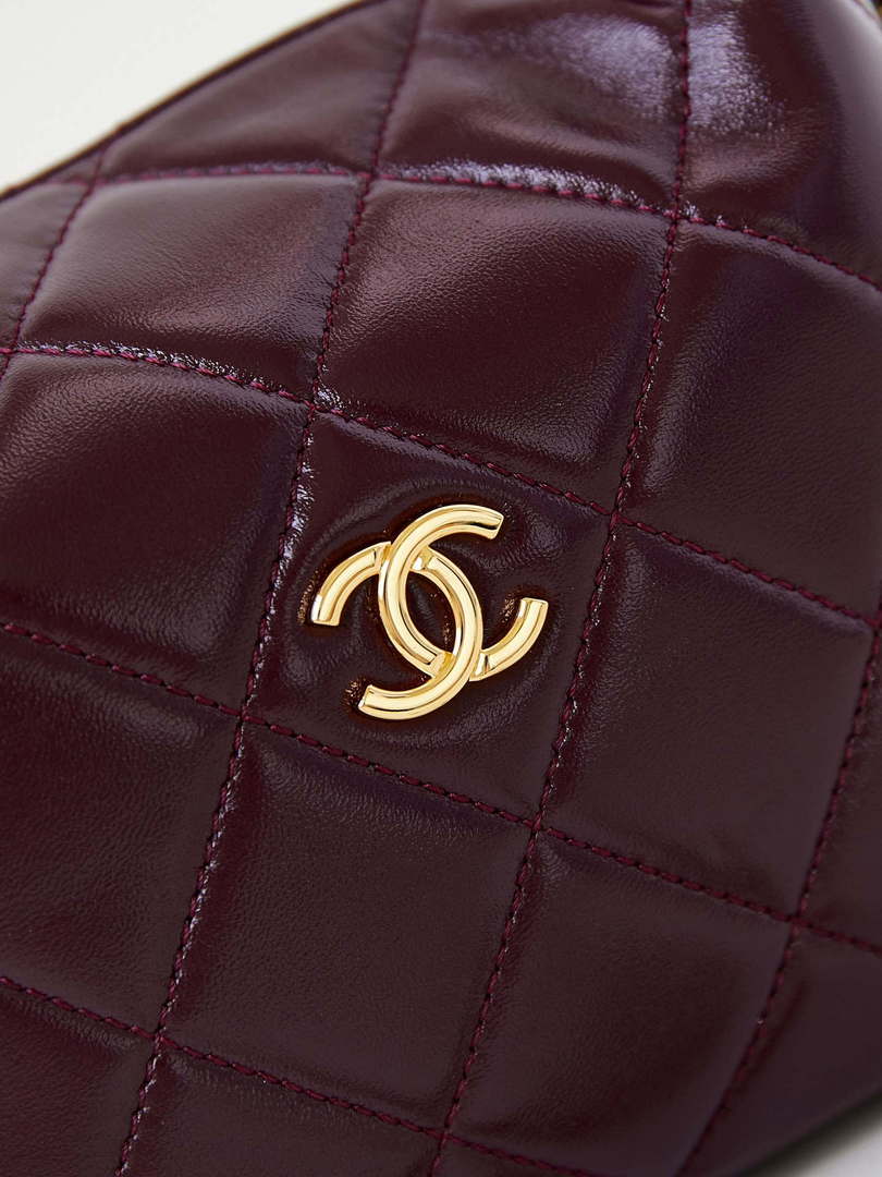 Chanel AS4189 Hobo braided With top handle Shiny Lambskin & Gold-Tone Metal Wine Red - Default Title - View 2