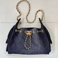 Chanel AS5631 Mini Hobo Denim Black & Gold-Tone Metal