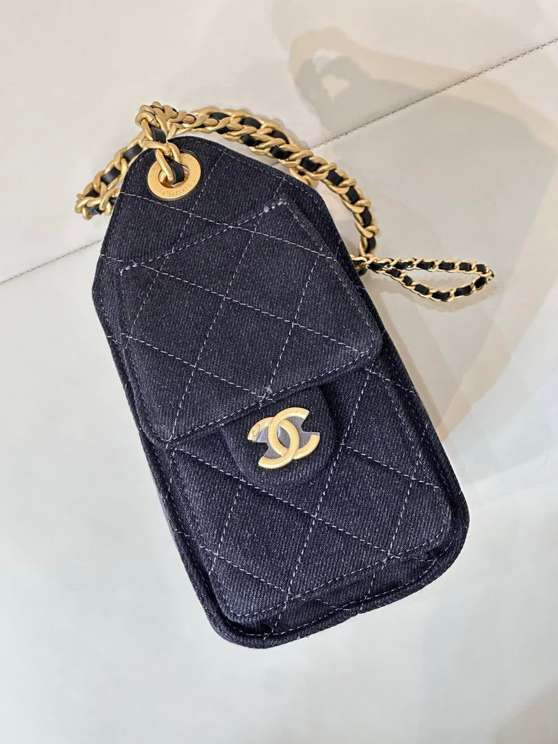 Chanel AS5631 Mini Hobo Denim Black & Gold-Tone Metal
