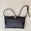 Chanel AS6138 Hobo Handbag Shiny Lambskin & Gold-Tone Metal Black - Default Title - View 1