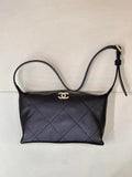 Chanel AS6138 Hobo Handbag Shiny Lambskin & Gold-Tone Metal Black