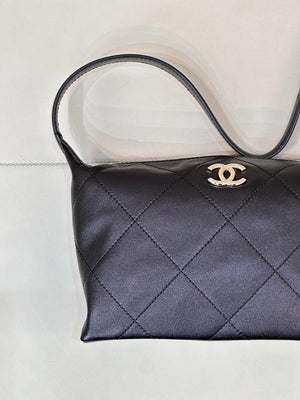 Chanel AS6138 Hobo Handbag Shiny Lambskin & Gold-Tone Metal Black - Default Title - View 3