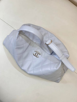 Chanel AS6139 Large Hobo Handbag Shiny Lambskin & Gold-Tone Metal Light Purple - Default Title - View 3
