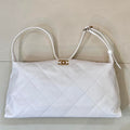 Chanel AS6139 Large Hobo Handbag Shiny Lambskin & Gold-Tone Metal White - Default Title - View 1