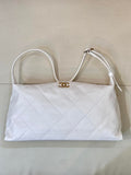 Chanel AS6139 Large Hobo Handbag Shiny Lambskin & Gold-Tone Metal White