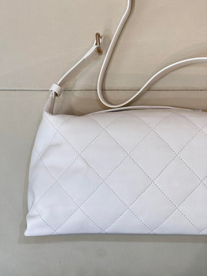 Chanel AS6139 Large Hobo Handbag Shiny Lambskin & Gold-Tone Metal White - Default Title - View 7
