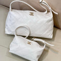 Chanel AS6138 Hobo Handbag Shiny Lambskin & Gold-Tone Metal White - Default Title - View 1
